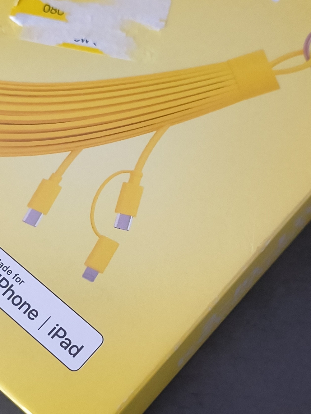 Yellow Multi-Connector Charging Cable for iPhone and iPad